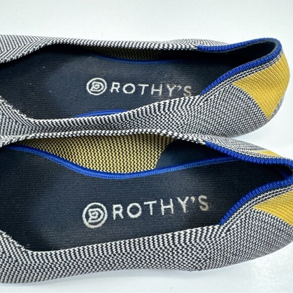 Rothy's Womens 9 Shale Ribbon Stripe Round Toe Flats - Picture 8 of 14